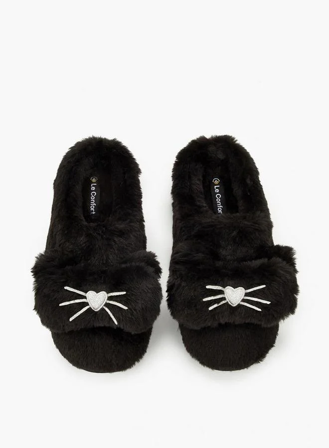 Le Confort Women Faux Fur Bedroom Slides